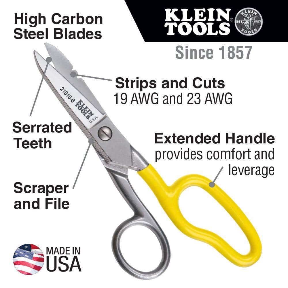 Klein Tools Heavy-Duty Electrical Scissors with Free-Fall Handle, 1.9 in Blade
