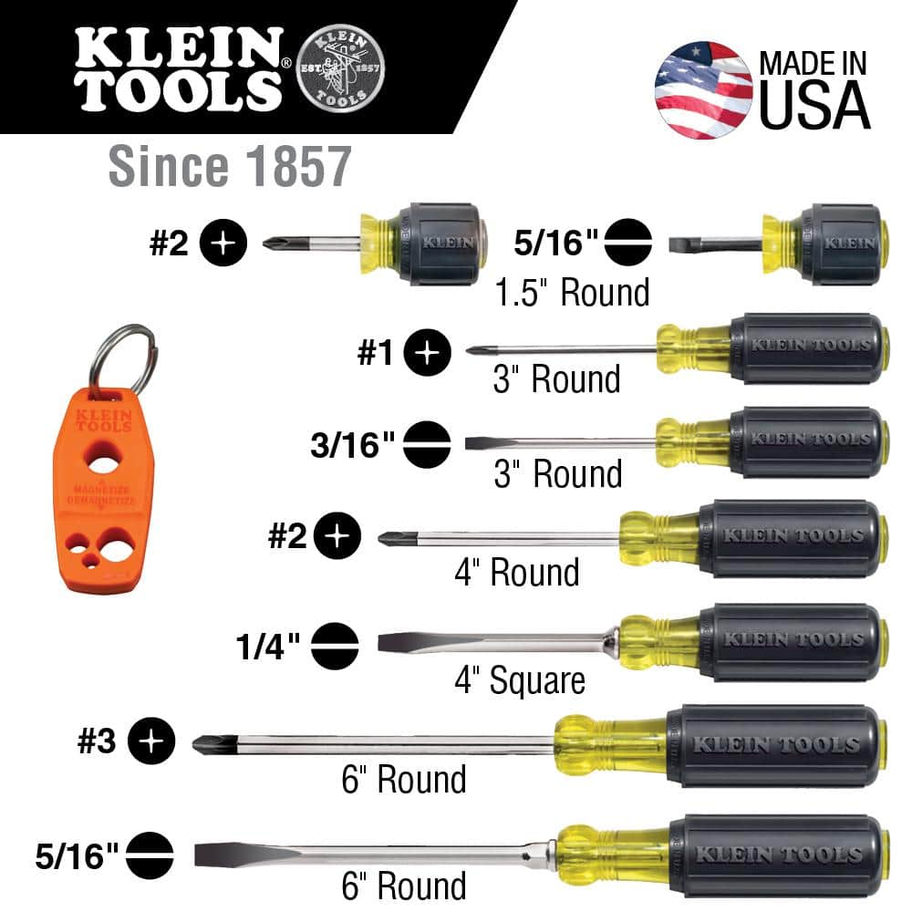 Klein Tools 85148 Screwdriver Set with Magnetizer, Cushion-Grip Handles, 8-Piece