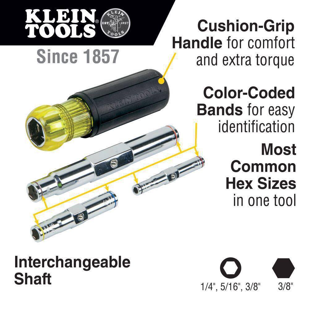 Klein Tools 3‑Piece Multi‑Bit Screwdriver and Nut Driver Set, Model 85513