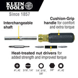 Klein Tools 3‑Piece Multi‑Bit Screwdriver and Nut Driver Set, Model 85513