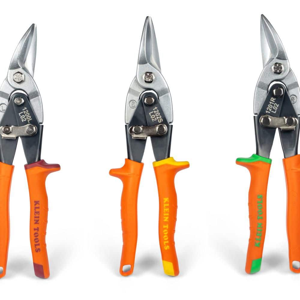 Klein Tools 1201R Right-Cut Aviation Snips with Wire Cutter, 1.5 in Blade