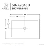 ANZZI Tier 36 in. x 60 in. Single Threshold Shower Base in Gloss White