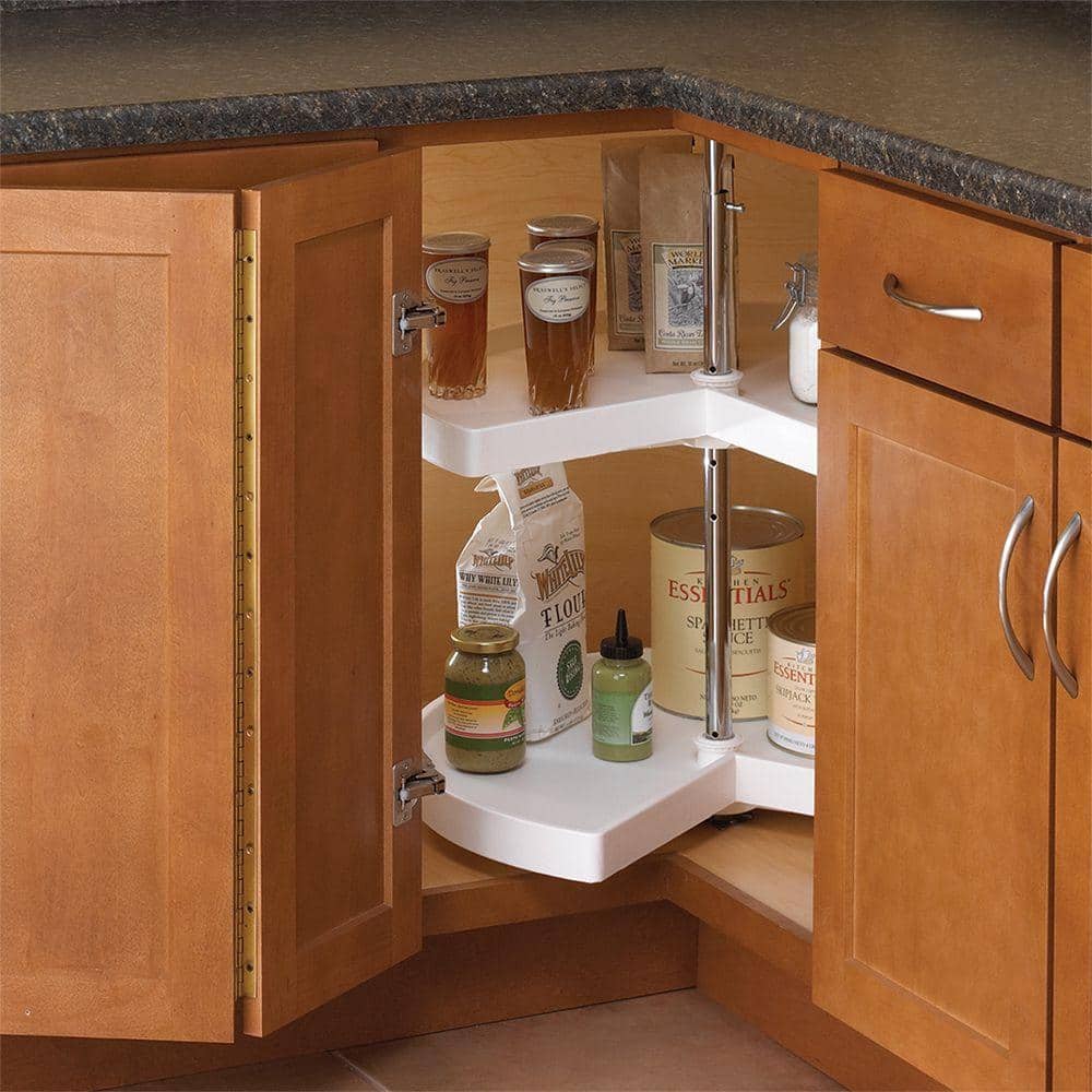 Knape & Vogt 32 in. H x 24 in. W x 24 in. D 2-Shelf Kidney Shaped Lazy Susan Cabinet Organizer