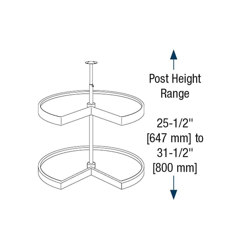 Knape & Vogt 32 in. H x 24 in. W x 24 in. D 2-Shelf Kidney Shaped Lazy Susan Cabinet Organizer