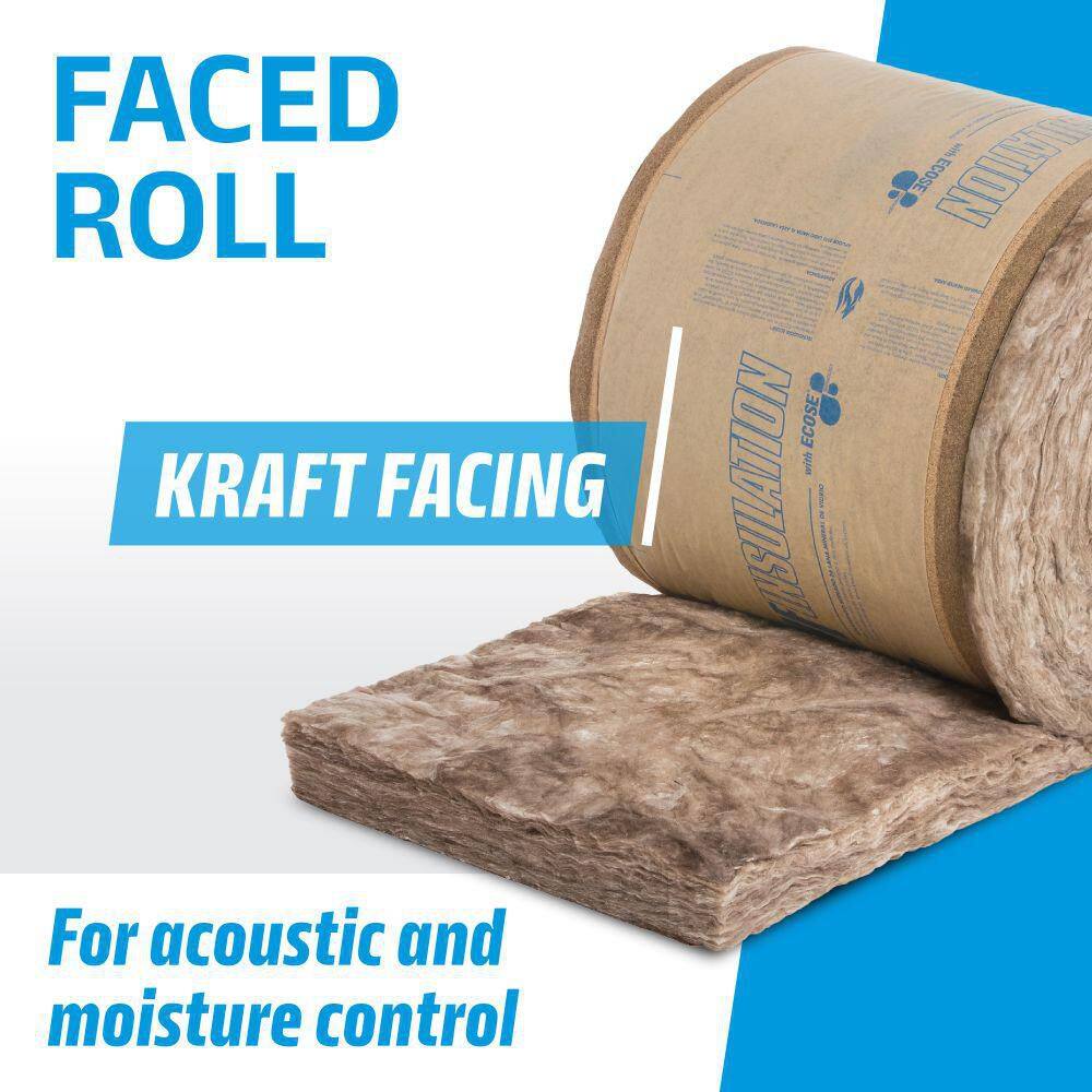 Knauf Insulation R-19 EcoRoll Kraft Faced Fiberglass Insulation Roll, 6-1/4 in x 15 in x 39.2 ft (48.96 sq ft)