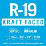 Knauf Insulation R-19 EcoRoll Kraft Faced Fiberglass Insulation Roll, 6-1/4 in Thick x 23 in Wide x 39.2 ft Long, 75.06 sq ft