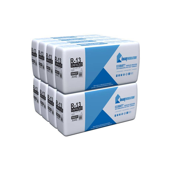Knauf Insulation R-13 EcoBatt Unfaced Fiberglass Insulation Batt, 3.5 in x 24 in x 96 in, 176 sq ft