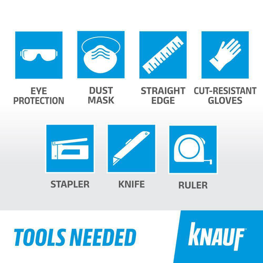 Knauf Insulation R-19 EcoBatt Kraft-Faced Fiberglass Insulation Batts, 6-1/4 in x 15 in x 106 in, 110.42 sq ft