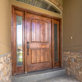 Krosswood Doors 36 in. x 80 in. Rustic Knotty Alder 2-Panel Top Rail Arch Solid Wood Core Stainable Right-Hand Prehung Exterior Door