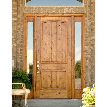 Krosswood Doors 30 in. x 96 in. Rustic Knotty Alder Top Rail Arch Left-Hand Inswing Unfinished Wood Prehung Front Door