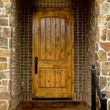 Krosswood Doors 36 in. x 80 in. Rustic Knotty Alder 2-Panel Top Rail Arch Solid Wood Core Stainable Right-Hand Prehung Exterior Door