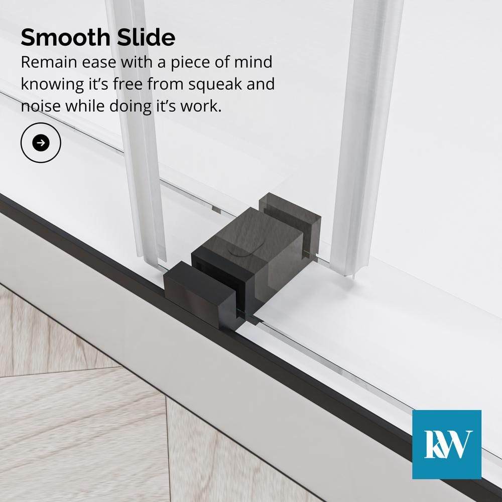 Kobiworks CatalystFP 60 in. W x 66 in. H Double Sliding Frameless Shower Door in Matte Black with 3/8 in. Clear Glass