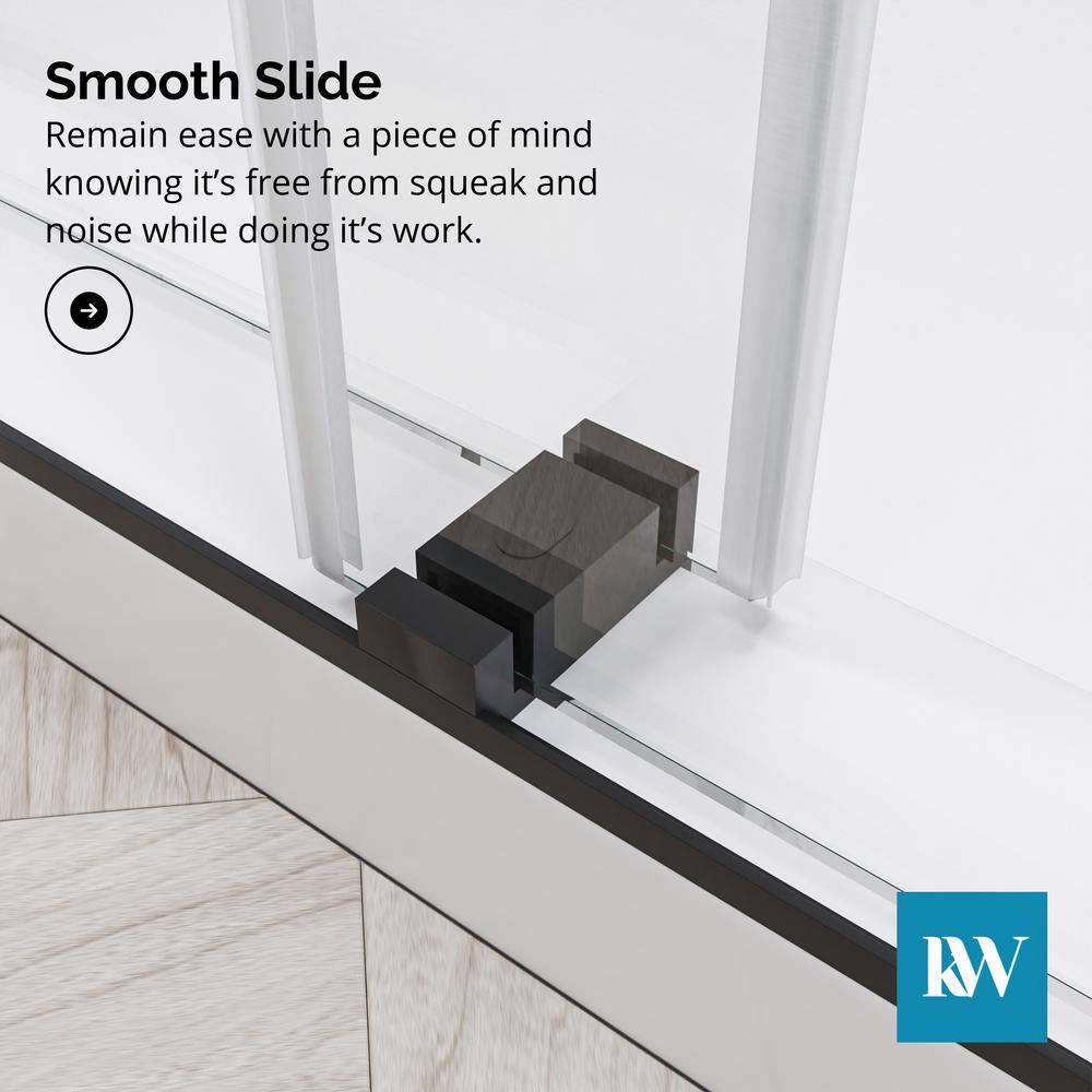 Kobiworks CatalystFP 60 in. W x 72 in. H Double Sliding Frameless Shower Door in Matte Black with 3/8 in. Clear Glass