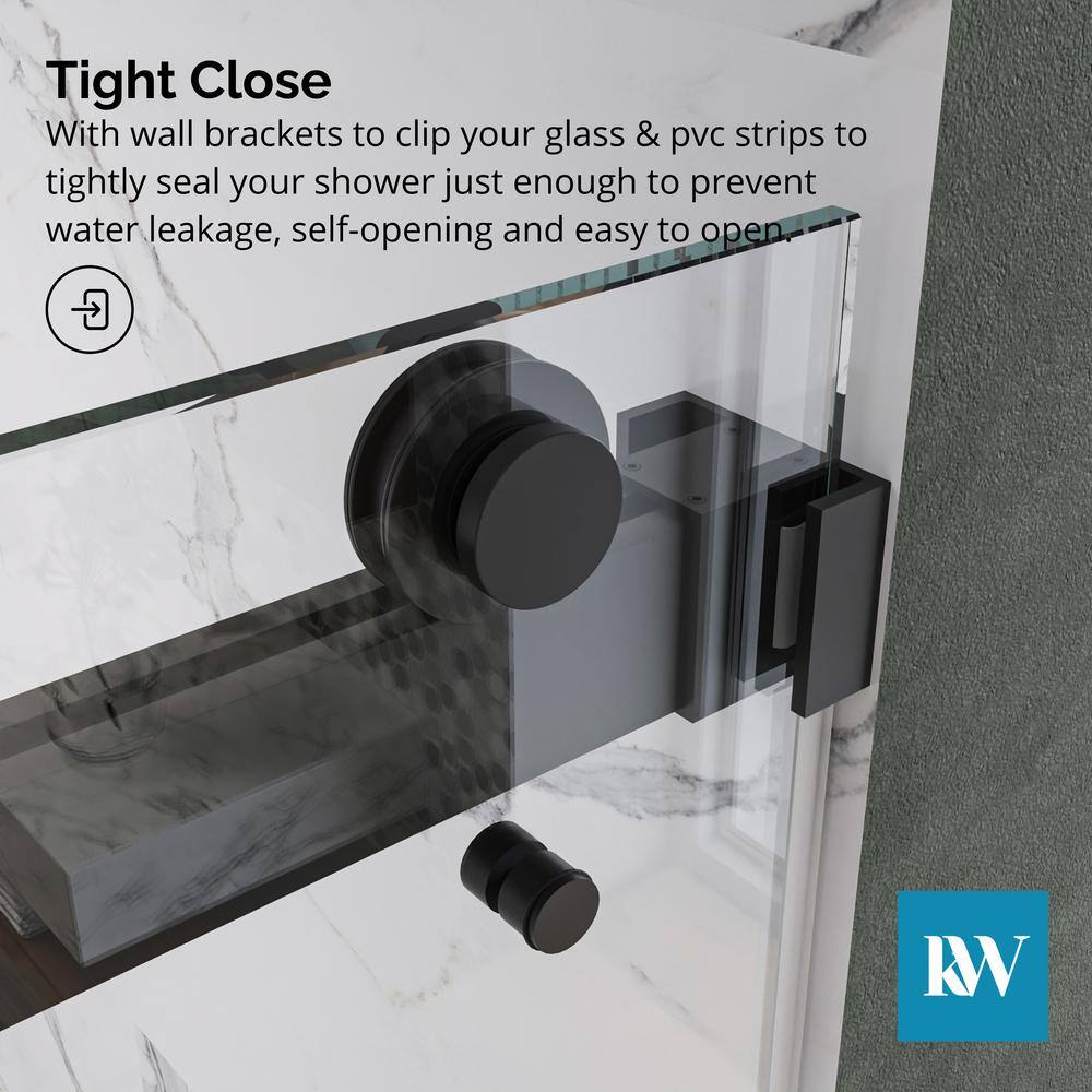 Kobiworks CatalystFP 60 in. W x 72 in. H Double Sliding Frameless Shower Door in Matte Black with 3/8 in. Clear Glass