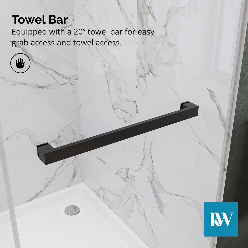 Kobiworks CatalystFP 60 in. W x 72 in. H Double Sliding Frameless Shower Door in Matte Black with 3/8 in. Clear Glass