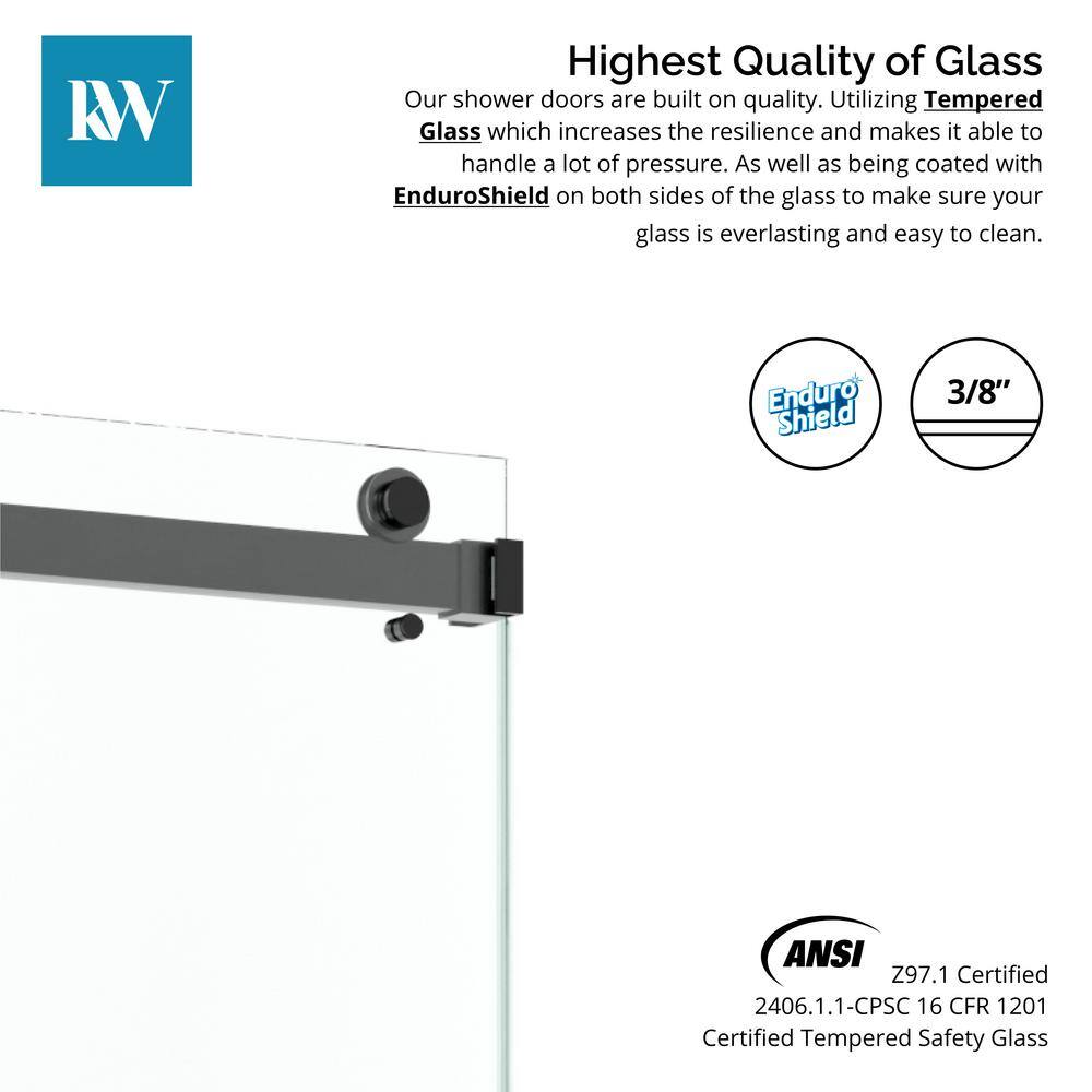 Kobiworks CatalystFP 60 in. W x 72 in. H Double Sliding Frameless Shower Door in Matte Black with 3/8 in. Clear Glass