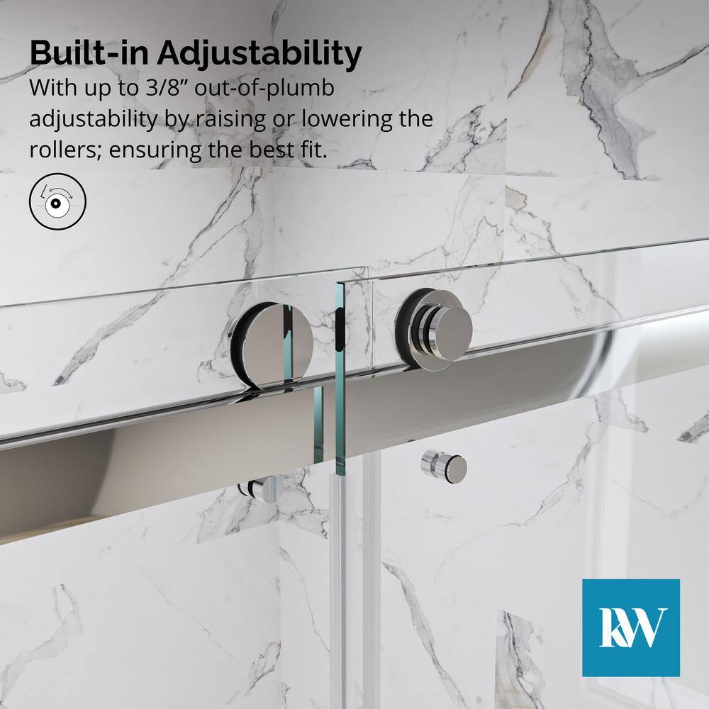 Kobiworks Catalyst 60 in. W x 76 in. H Double Sliding Frameless Shower Door in Chrome with 3/8 in. Ultra Clear Glass
