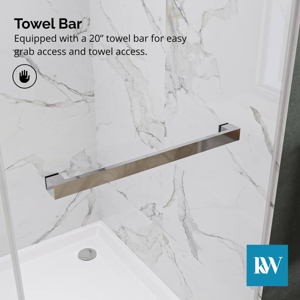 Kobiworks Catalyst 60 in. W x 76 in. H Double Sliding Frameless Shower Door in Chrome with 3/8 in. Ultra Clear Glass
