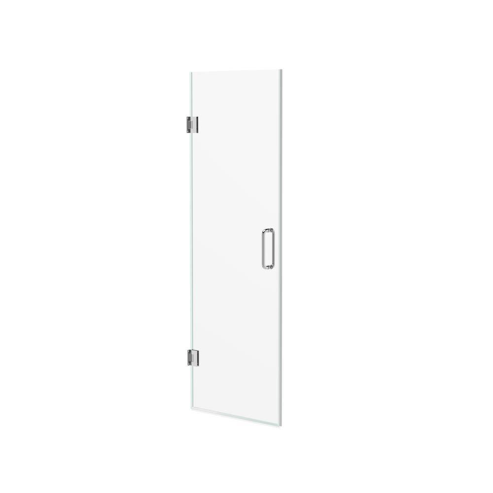 Kobiworks Nirvana 28.75 in. - 27.875 in. W x 76 in. H Frameless Hinged Shower Door in Chrome with 3/8 in. Clear Glass (10 mm)