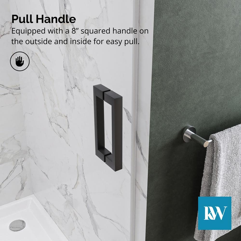 Kobiworks Serenity 60 in. W x 79 in. H Single Sliding Frameless Shower Door in Matte Black with 3/8 in. Clear Glass