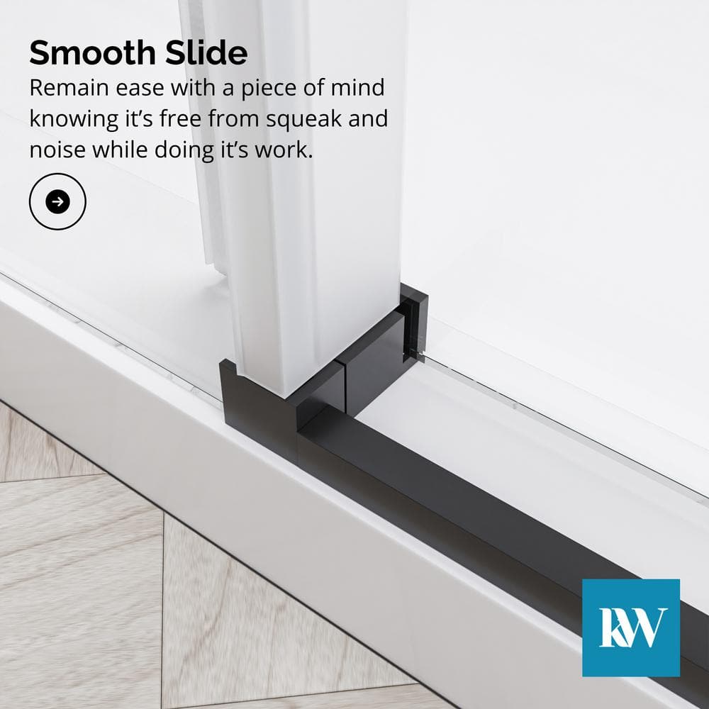 Kobiworks Serenity 60 in. W x 79 in. H Single Sliding Frameless Shower Door in Matte Black with 3/8 in. Clear Glass