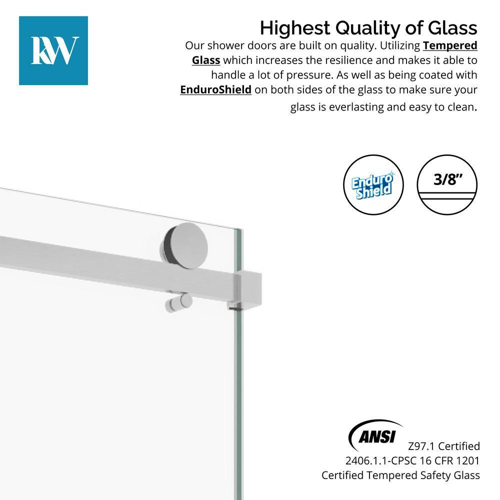 Kobiworks Serenity 60 in. W x 79 in. H Single Sliding Frameless Shower Door in Chrome with 3/8 in. Clear Glass