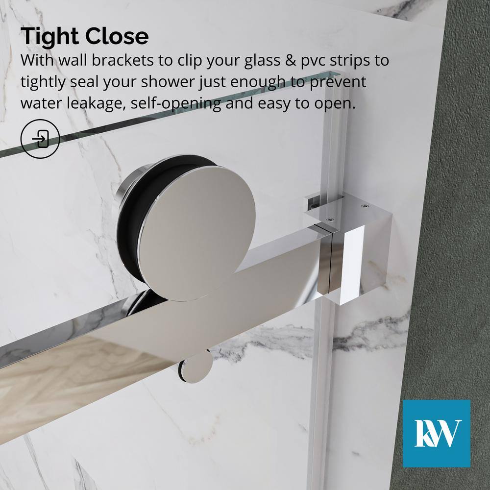 Kobiworks Serenity 60 in. W x 79 in. H Single Sliding Frameless Shower Door in Chrome with 3/8 in. Clear Glass