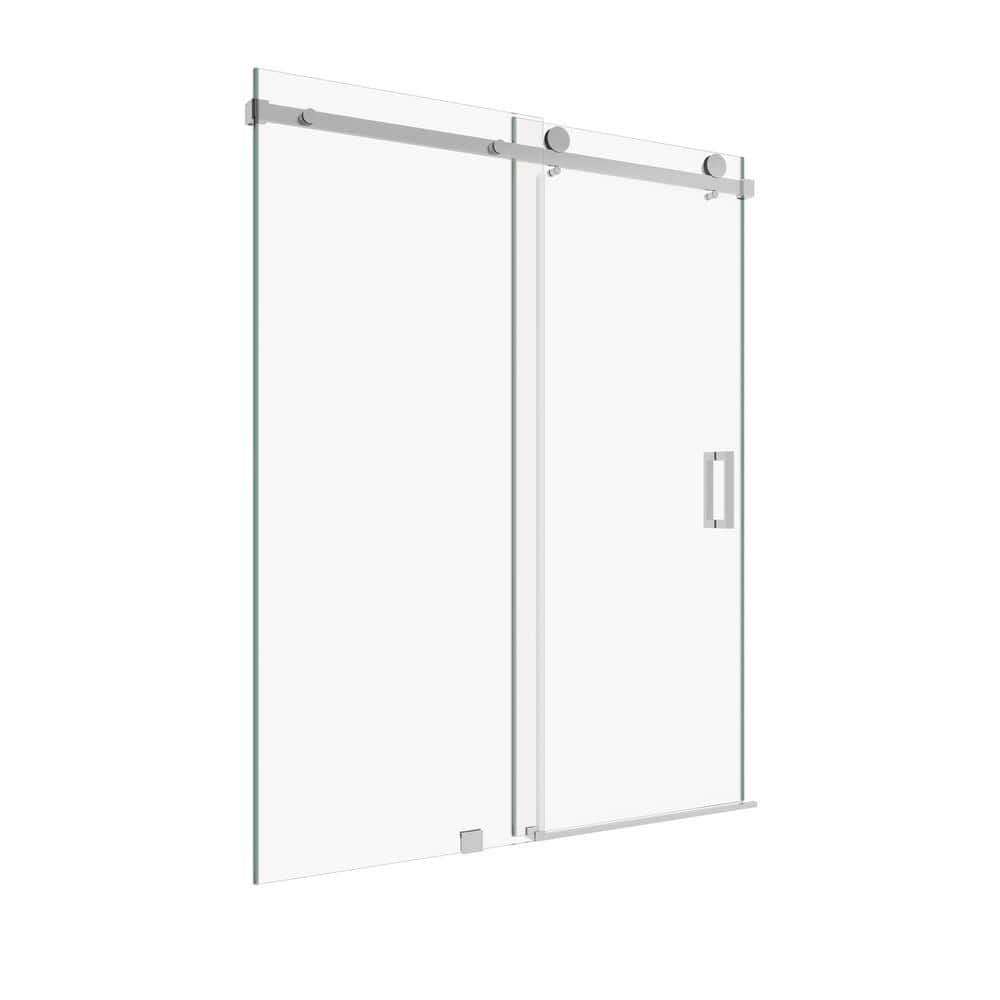 Kobiworks Serenity 60 in. W x 79 in. H Single Sliding Frameless Shower Door in Chrome with 3/8 in. Clear Glass
