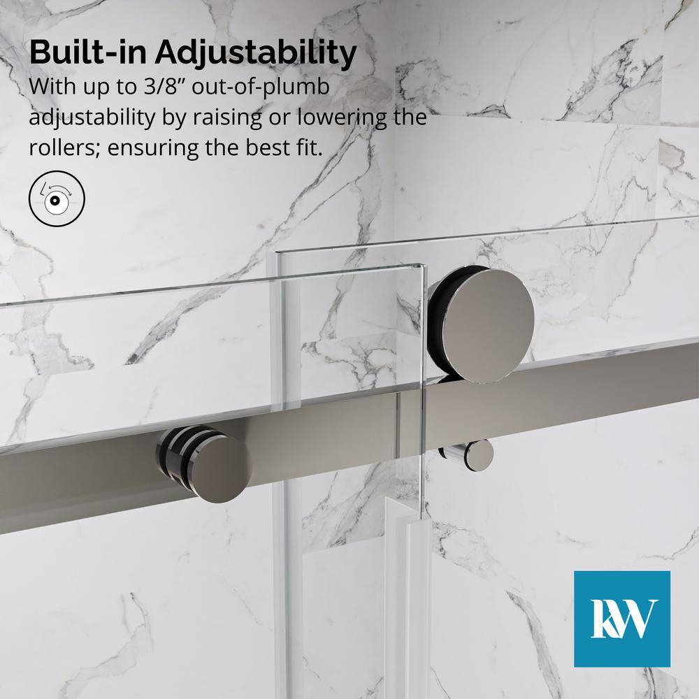 Kobiworks Serenity 60 in. W x 79 in. H Single Sliding Frameless Shower Door in Chrome with 3/8 in. Clear Glass
