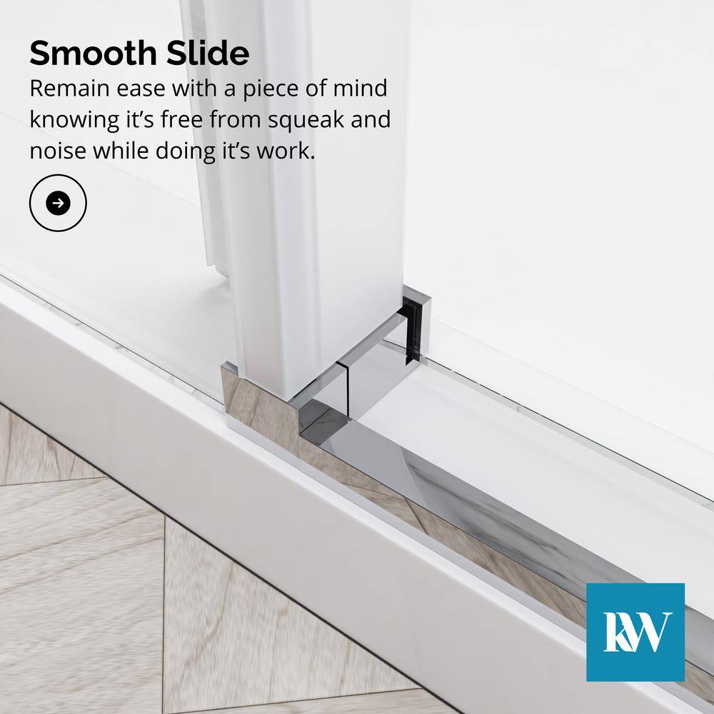 Kobiworks Serenity 60 in. W x 79 in. H Single Sliding Frameless Shower Door in Chrome with 3/8 in. Clear Glass