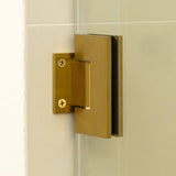 Kobiworks Nirvana 34 in. W x 42 in. L x 76 in. H Pivot Frameless Corner Shower Enclosure in Brushed Gold with 3/8 in. Clear Glass