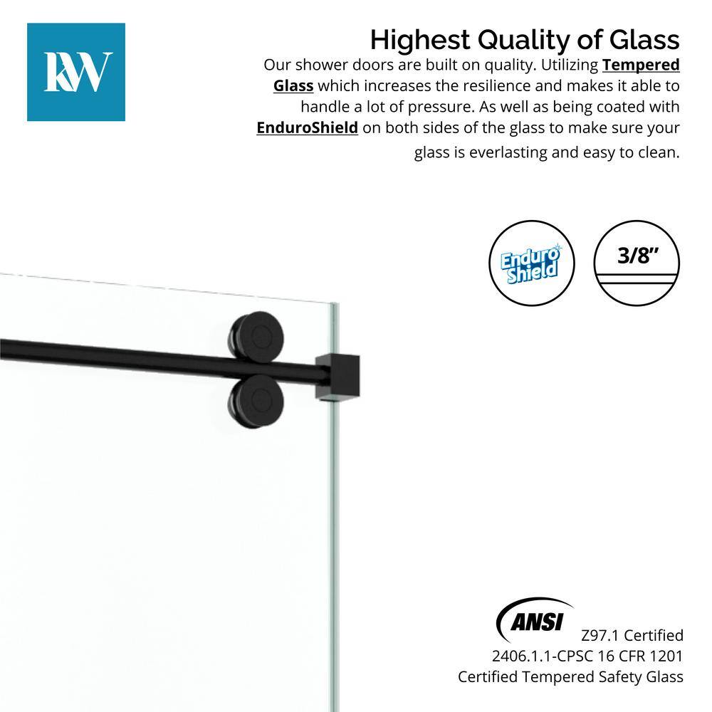 Kobiworks Radiance 48 in. W x 35 in. D x 76 in. H Sliding Frameless Corner Shower Enclosure in Matte Black with Clear Glass