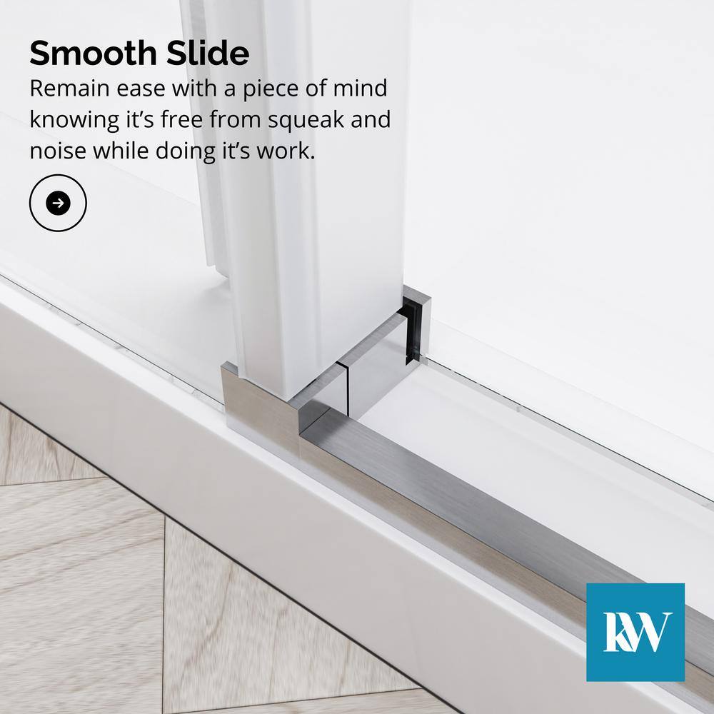 Kobiworks Radiance 48 in. W x 35 in. D x 76 in. H Sliding Frameless Corner Shower Enclosure in Brushed Nickel with Clear Glass