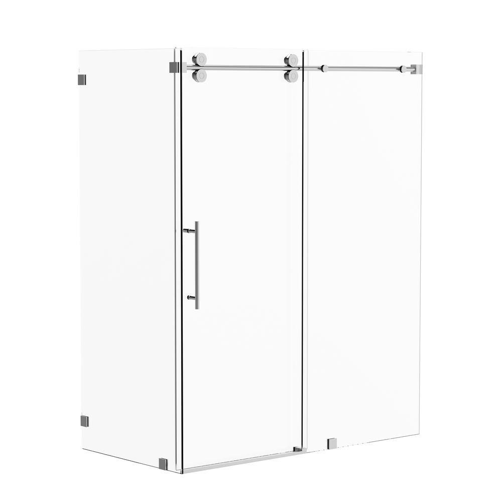 Kobiworks Radiance 48 in. W x 35 in. D x 76 in. H Sliding Frameless Corner Shower Enclosure in Chrome with Clear Glass