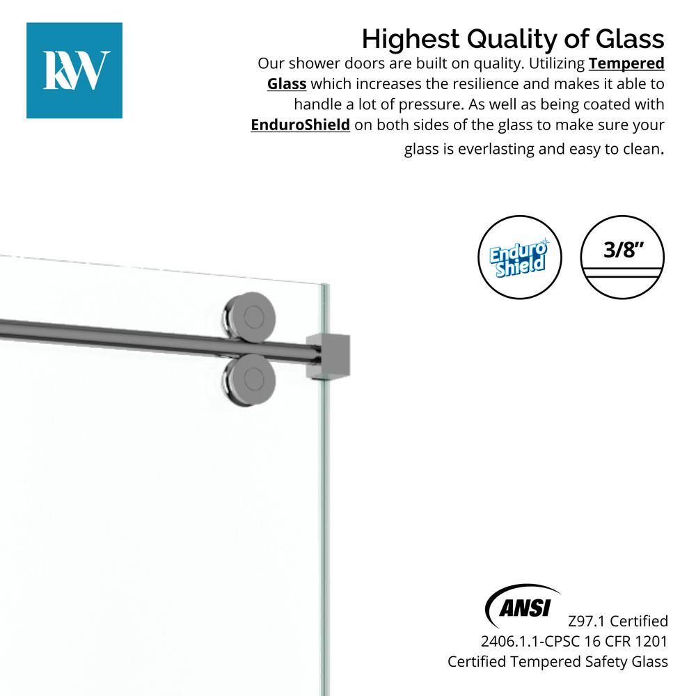 Kobiworks Radiance 48 in. W x 35 in. D x 76 in. H Sliding Frameless Corner Shower Enclosure in Chrome with Clear Glass