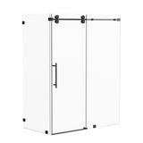 Kobiworks Radiance 60 in. W x 35 in. D x 76 in. H Sliding Frameless Corner Shower Enclosure in Matte Black with Clear Glass