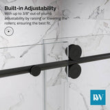 Kobiworks Radiance 60 in. W x 35 in. D x 76 in. H Sliding Frameless Corner Shower Enclosure in Matte Black with Clear Glass