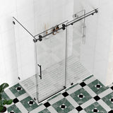 Kobiworks Radiance 60 in. W x 35 in. D x 76 in. H Sliding Frameless Corner Shower Enclosure in Matte Black with Clear Glass