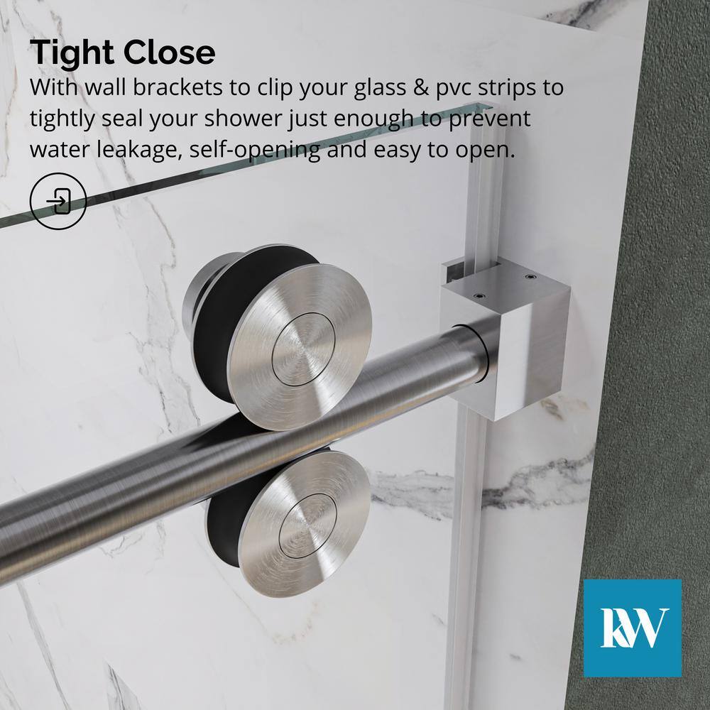 Kobiworks Radiance 60 in. W x 35 in. D x 76 in. H Sliding Frameless Corner Shower Enclosure in Brushed Nickel with Clear Glass