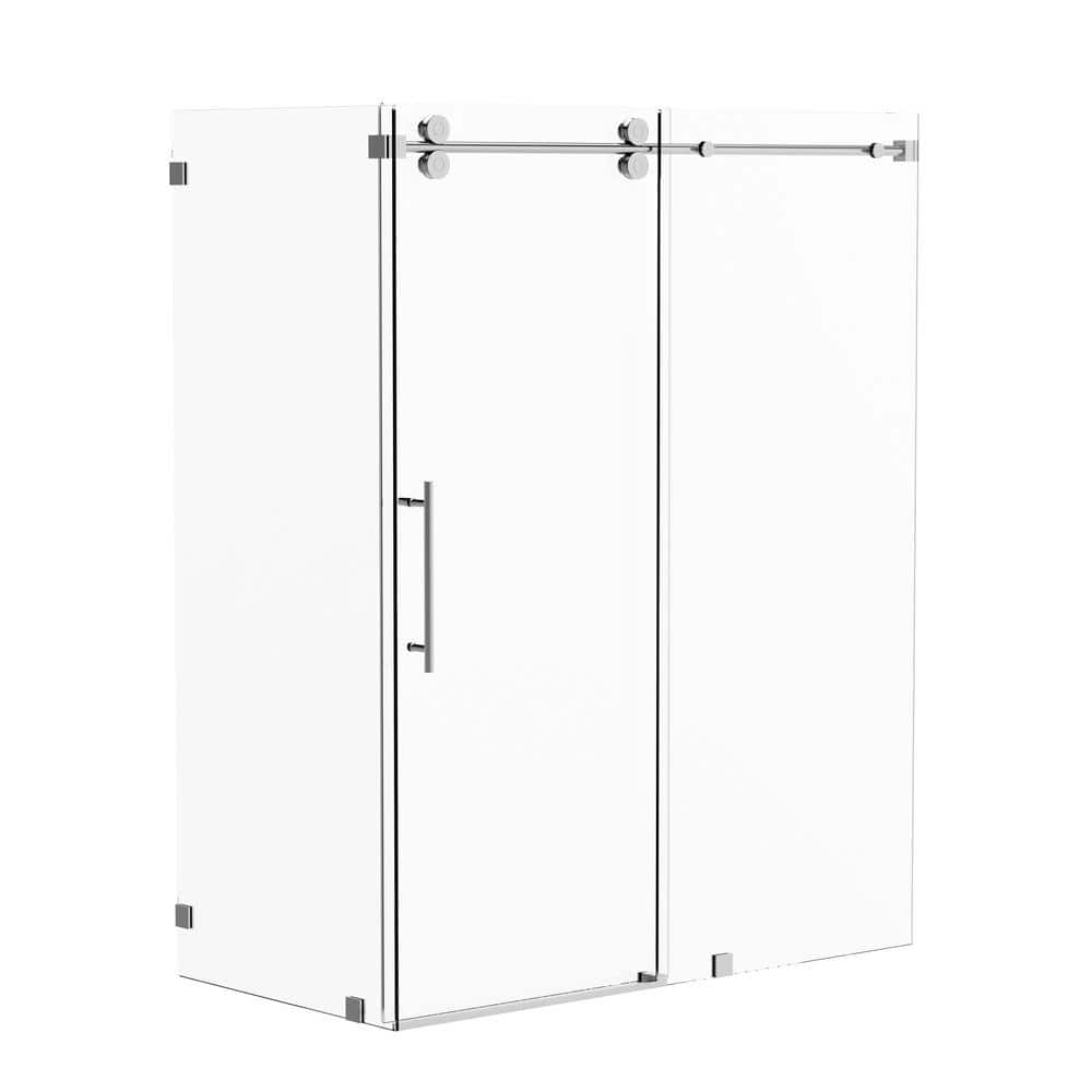 Kobiworks Radiance 60 in. W x 35 in. D x 76 in. H Sliding Frameless Corner Shower Enclosure in Chrome with Clear Glass