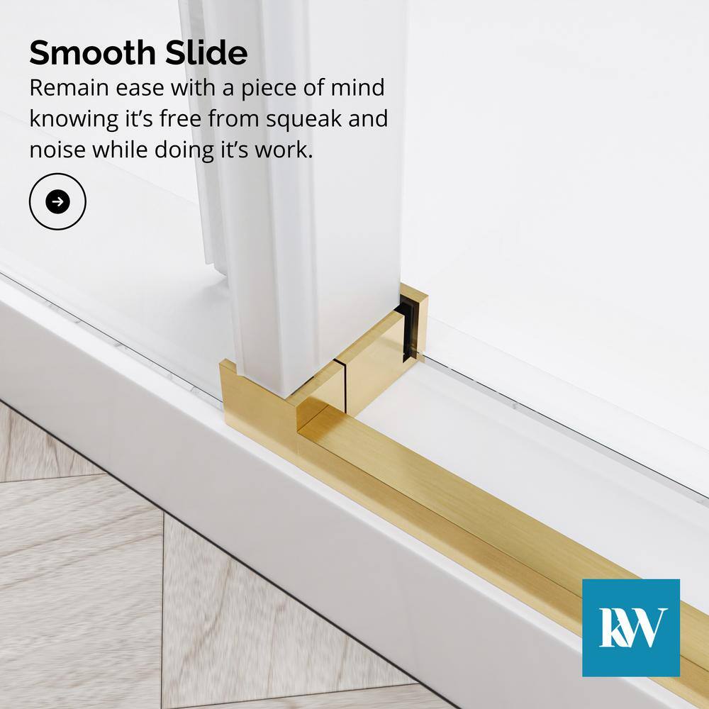 Kobiworks Radiance 60 in. W x 35 in. D x 76 in. H Sliding Frameless Corner Shower Enclosure in Brushed Gold with Clear Glass