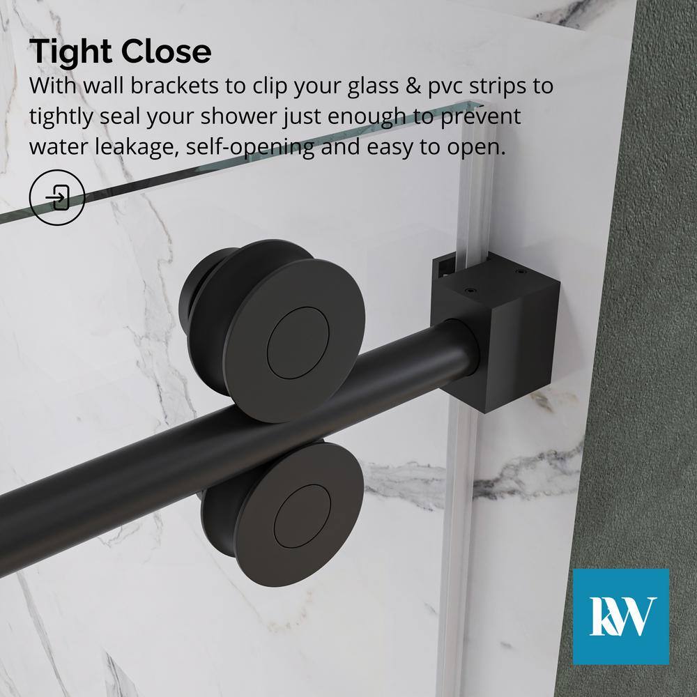 Kobiworks Radiance 66 in. W x 35 in. D x 76 in. H Sliding Frameless Corner Shower Enclosure in Matte Black with Clear Glass