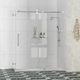 Kobiworks Radiance 66 in. W x 35 in. D x 76 in. H Sliding Frameless Corner Shower Enclosure in Chrome with Clear Glass