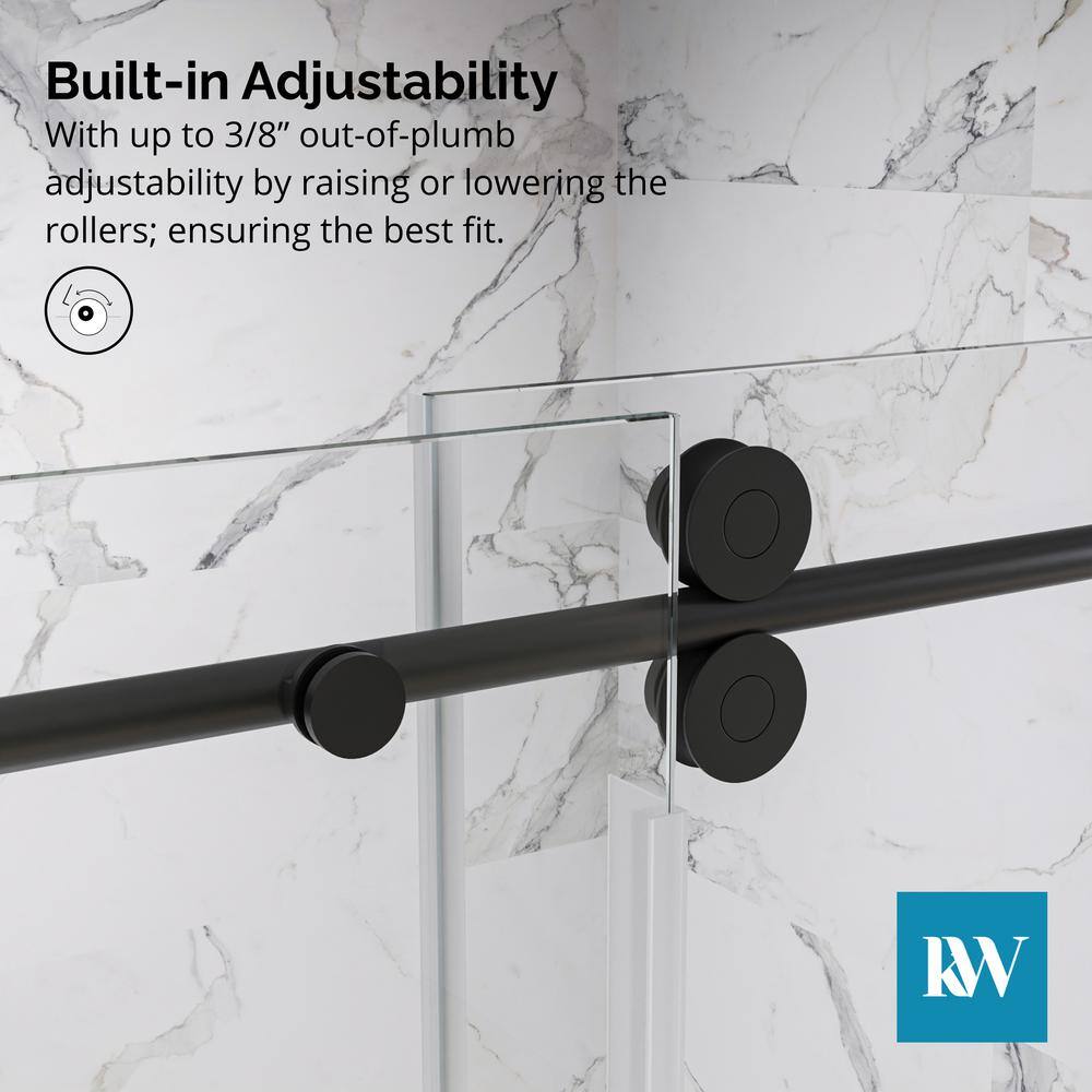Kobiworks Radiance 72 in. W x 36 in. D x 76 in. H Sliding Frameless Corner Shower Enclosure in Matte Black with Clear Glass