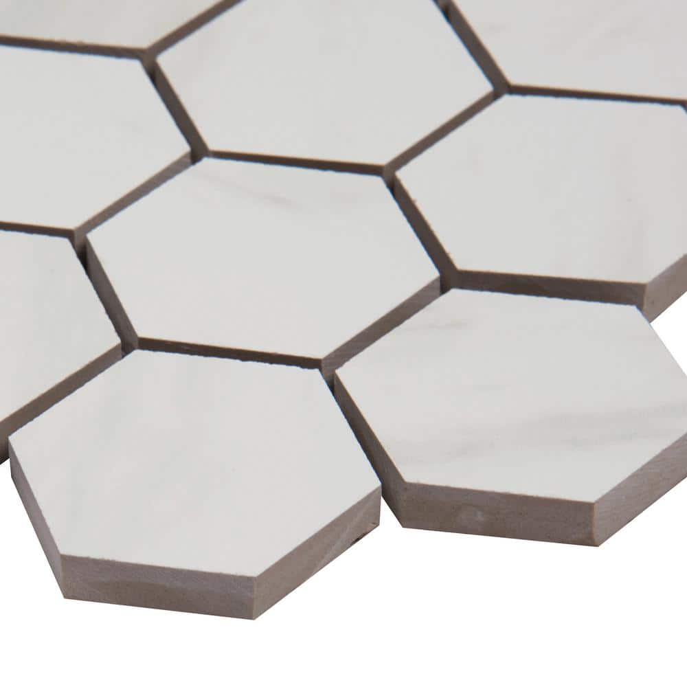 MSI Kolasus White Hexagon 12 in. x 12 in. x 10mm Matte Porcelain Mesh-Mounted Mosaic Tile (8 sq. ft. / case)