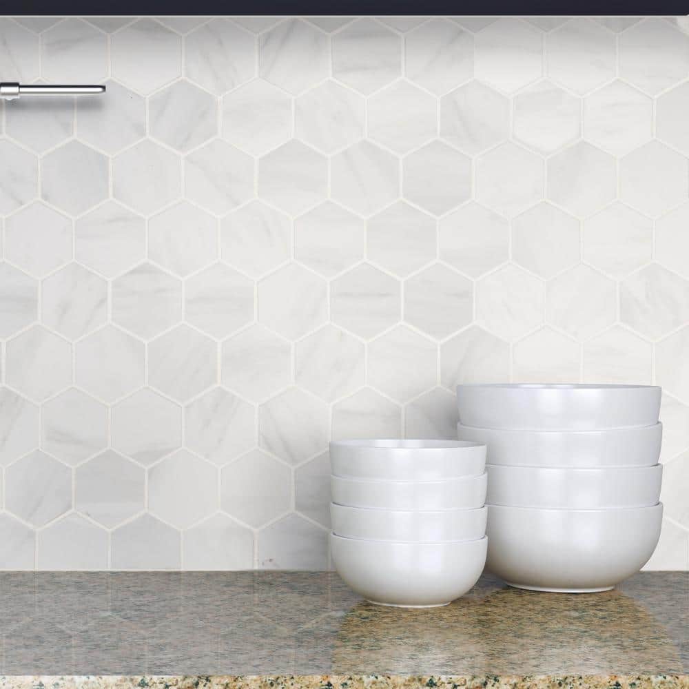MSI Kolasus White Hexagon 12 in. x 12 in. x 10mm Matte Porcelain Mesh-Mounted Mosaic Tile (8 sq. ft. / case)