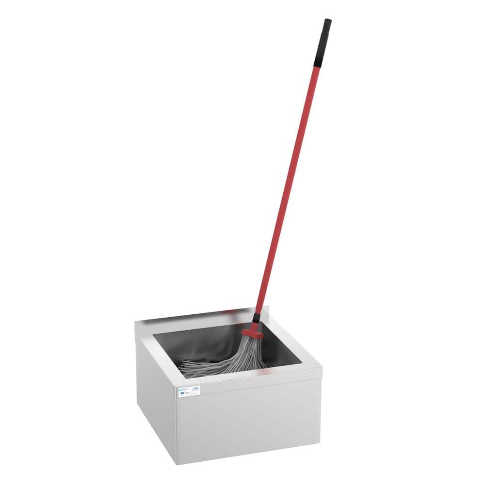 Koolmore Commercial Floor Mop Sink 18-Gauge Stainless Steel with Wall-Mount Clip