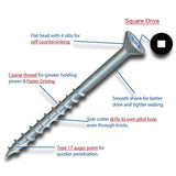 KTX Cutter #8 x 2-1/2 in. Ultra Guard Square Drive Flat-Head Coarse Thread with Nibs Double Auger Wood Deck Screws (1000 per Box)