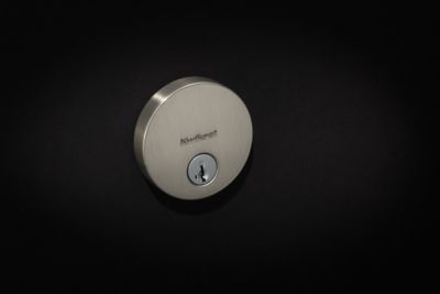 Kwikset Uptown Low Profile Round Single Cylinder Deadbolt with SmartKey Security, Iron Black