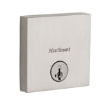 Kwikset Downtown Low Profile Square Single Cylinder Deadbolt, Satin Nickel, SmartKey Security